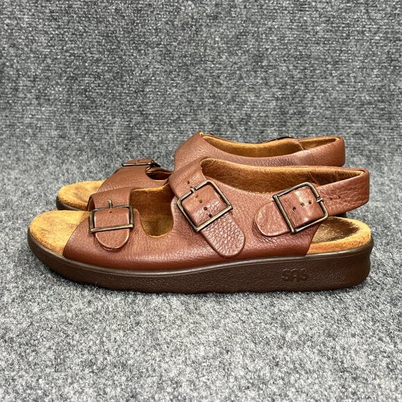 SAS Relaxed Amber Sandals Women's Size 8.5 Brown Leather Buckle Strap Comfort - Picture 4 of 15